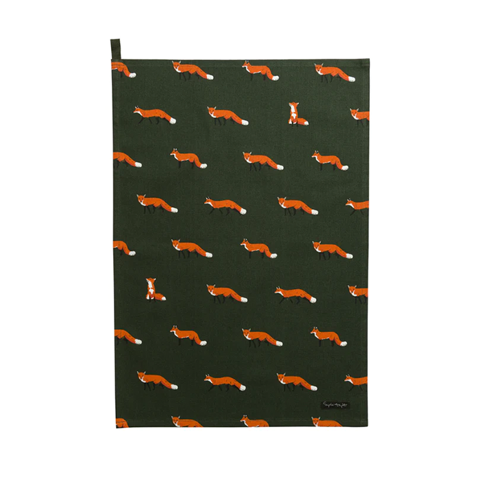 Sophie Allport Foxes Tea Towel Redber Coffee