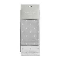 Sophie Allport Hearts Pink & Grey Tea Towel (Set of 2)
