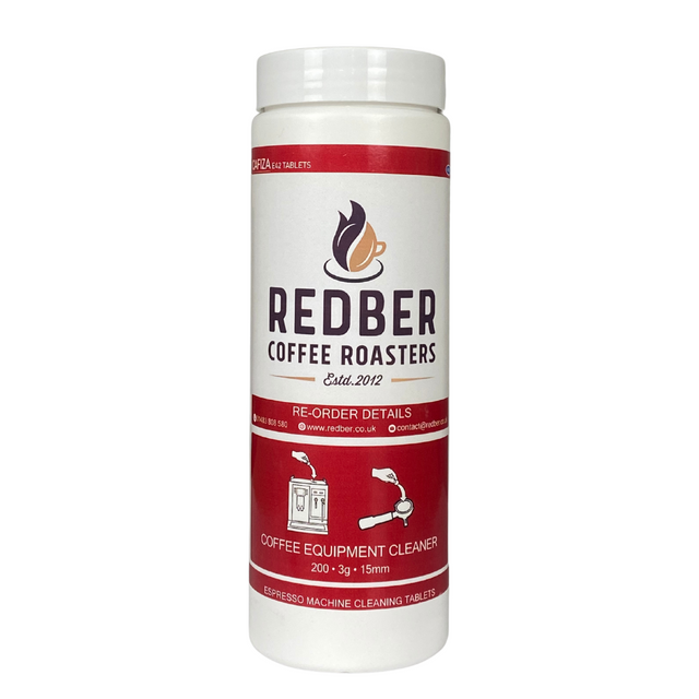 Redber Coffee Roasters coffee equipment cleaner container on a white background