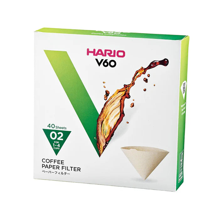 Hario V60 Coffee Filter Papers Size 02 - Brown 40 pack (Boxed)