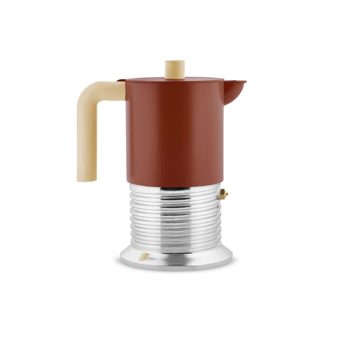 Alessi Vite 6 cup induction moka pot in brown, with screw-shaped aluminium base