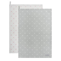 Sophie Allport Hearts Pink & Grey Tea Towel (Set of 2)