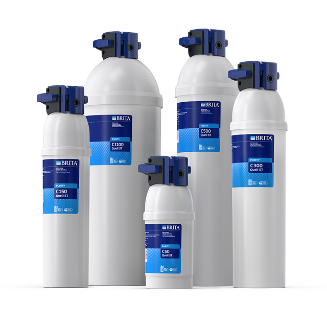 Set of BRITA water filter cartridges on a white background