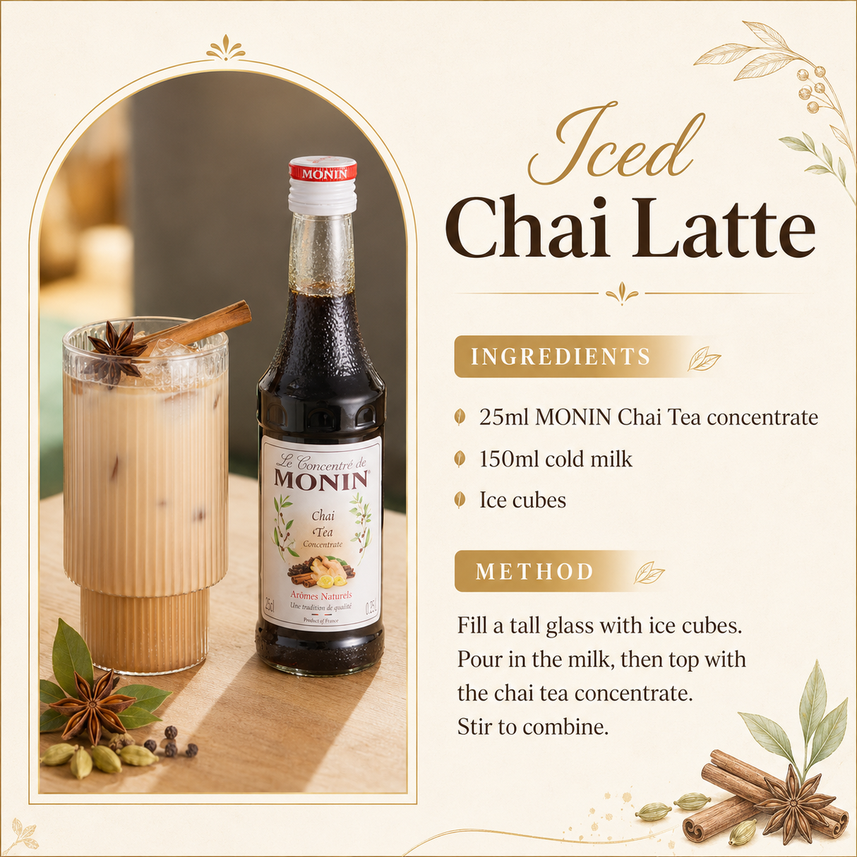 Monin Syrup Concentrate 1ltr - Chai Tea