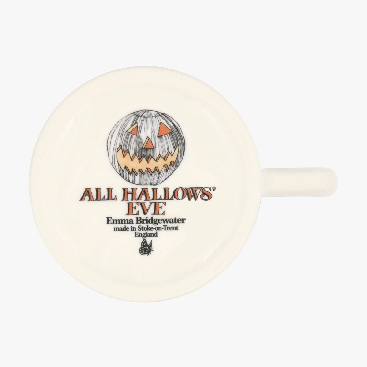 Emma Bridgewater All Hallows Eve 1/2 Pint Mug – base showing the All Hallows Eve pumpkin illustration and maker's mark