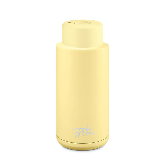 Frank Green 34oz/1005ml Ceramic Reusable Bottle With Button Lid - Buttermilk