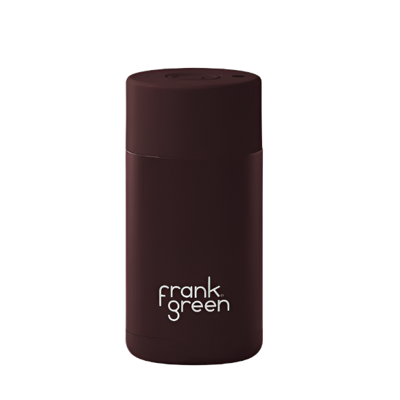 Frank Green 12oz/340ml Ceramic Reusable Cup with Button Lid - Chocolate | Redber Coffee