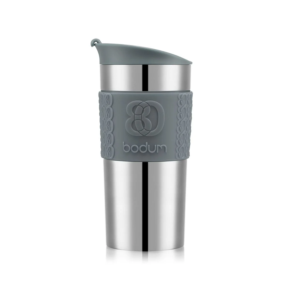 Bodum Travel Mug, Stainless Steel, 0.35 l, 12 oz - Grey I Redber