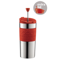 Bodum, Bodum Stainless Steel Travel Mug Cafetiere Press Set 0.35L with Spare Lid - Red - K11067-294, Redber Coffee