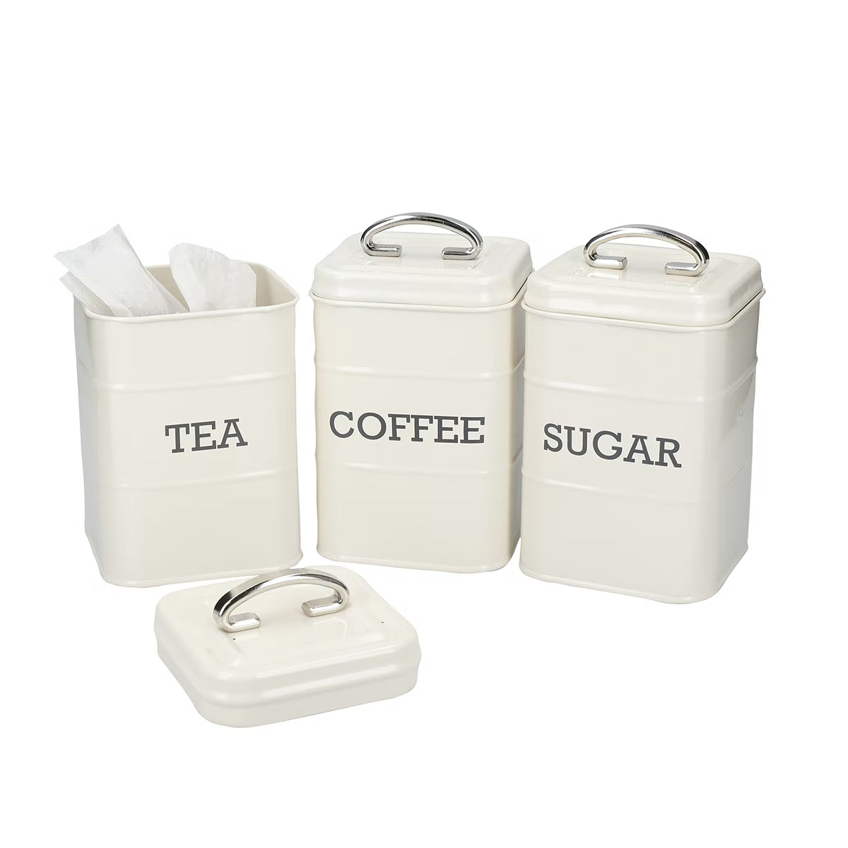 KitchenCraft, KitchenCraft Living Nostalgia Tea, Coffee & Sugar Canisters - Antique Cream, Redber Coffee
