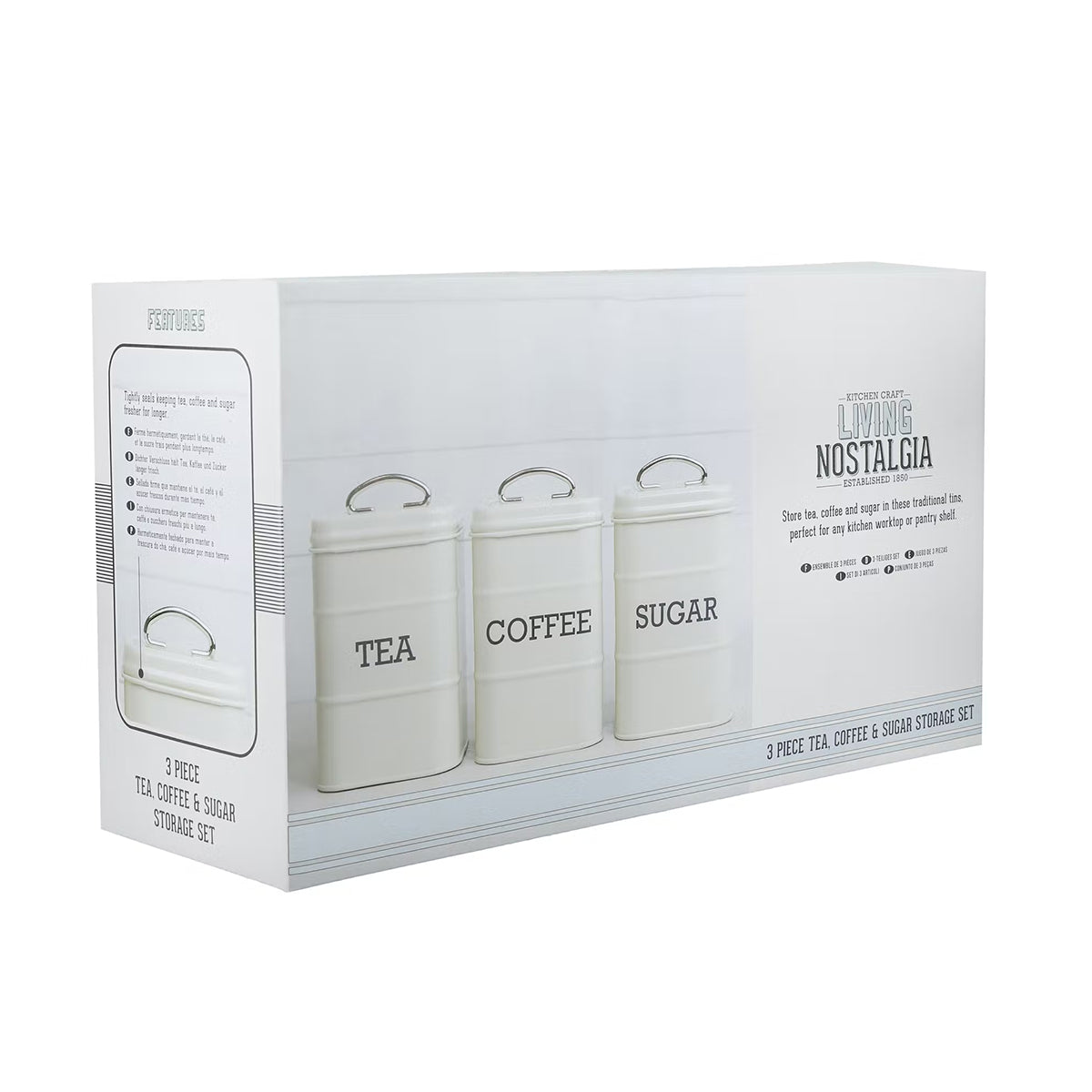 KitchenCraft, KitchenCraft Living Nostalgia Tea, Coffee & Sugar Canisters - Antique Cream, Redber Coffee
