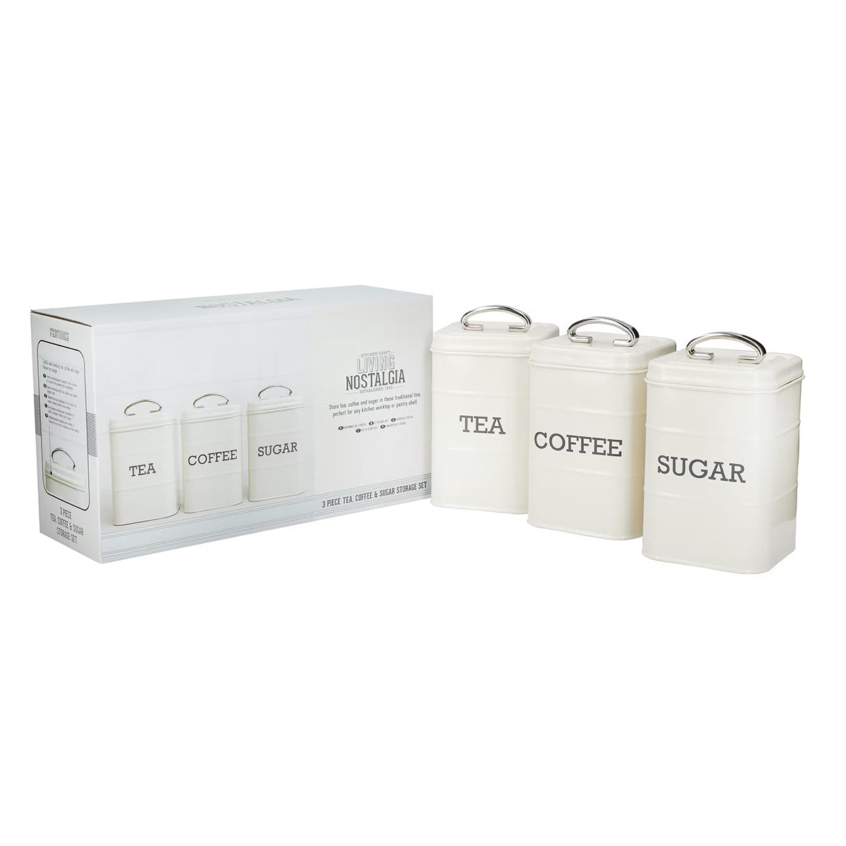 KitchenCraft, KitchenCraft Living Nostalgia Tea, Coffee & Sugar Canisters - Antique Cream, Redber Coffee