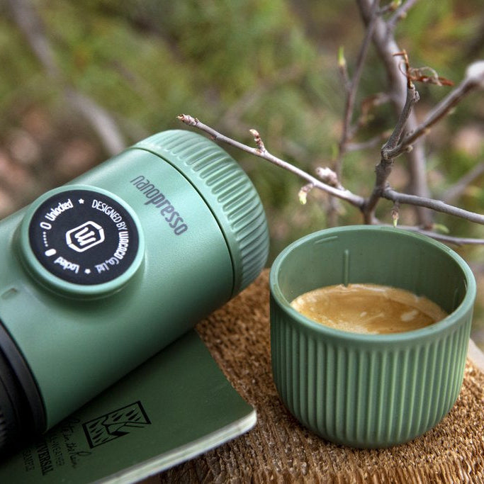 Wacaco, Wacaco Nanopresso Elements Portable Espresso Maker with Hard Case - Moss Green with Free Coffee, Redber Coffee