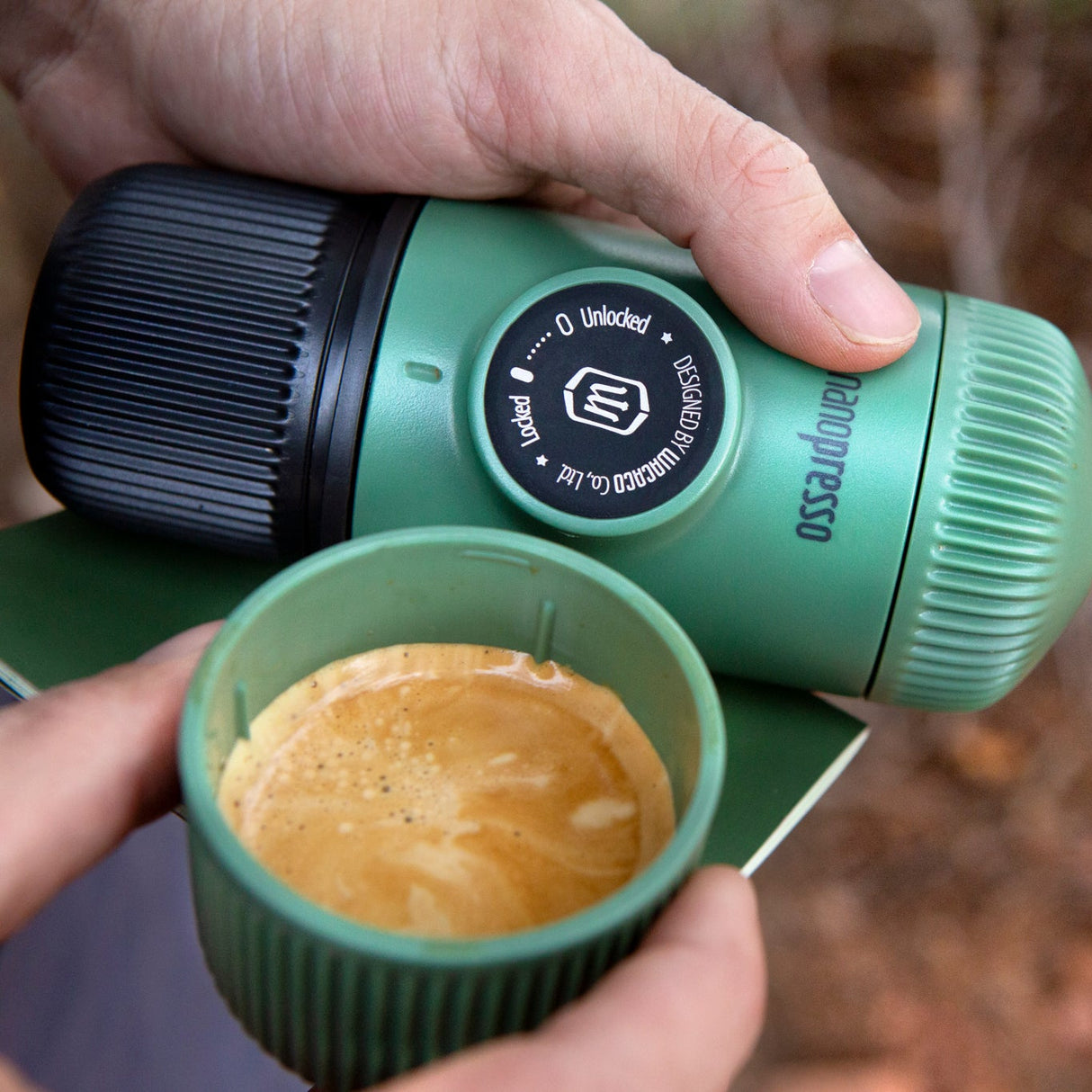 Wacaco, Wacaco Nanopresso Elements Portable Espresso Maker with Hard Case - Moss Green with Free Coffee, Redber Coffee