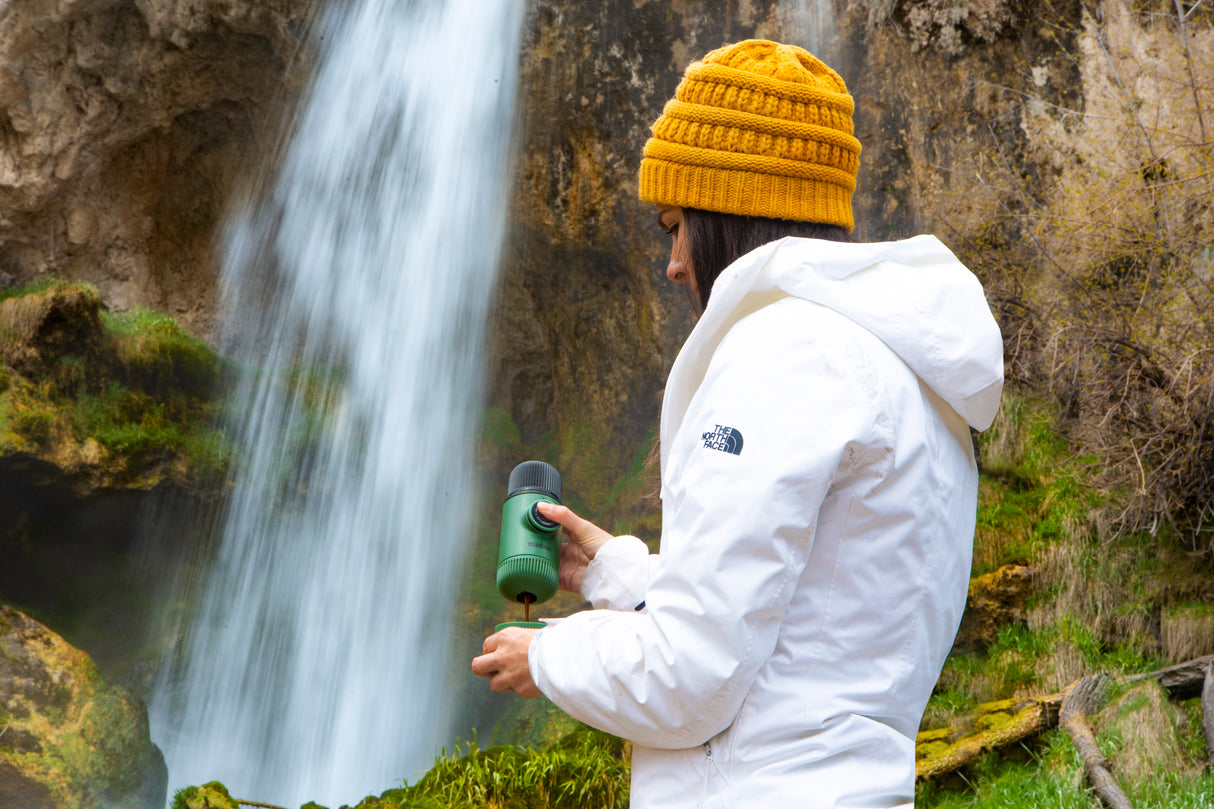 Wacaco, Wacaco Nanopresso Elements Portable Espresso Maker with Hard Case - Moss Green with Free Coffee, Redber Coffee