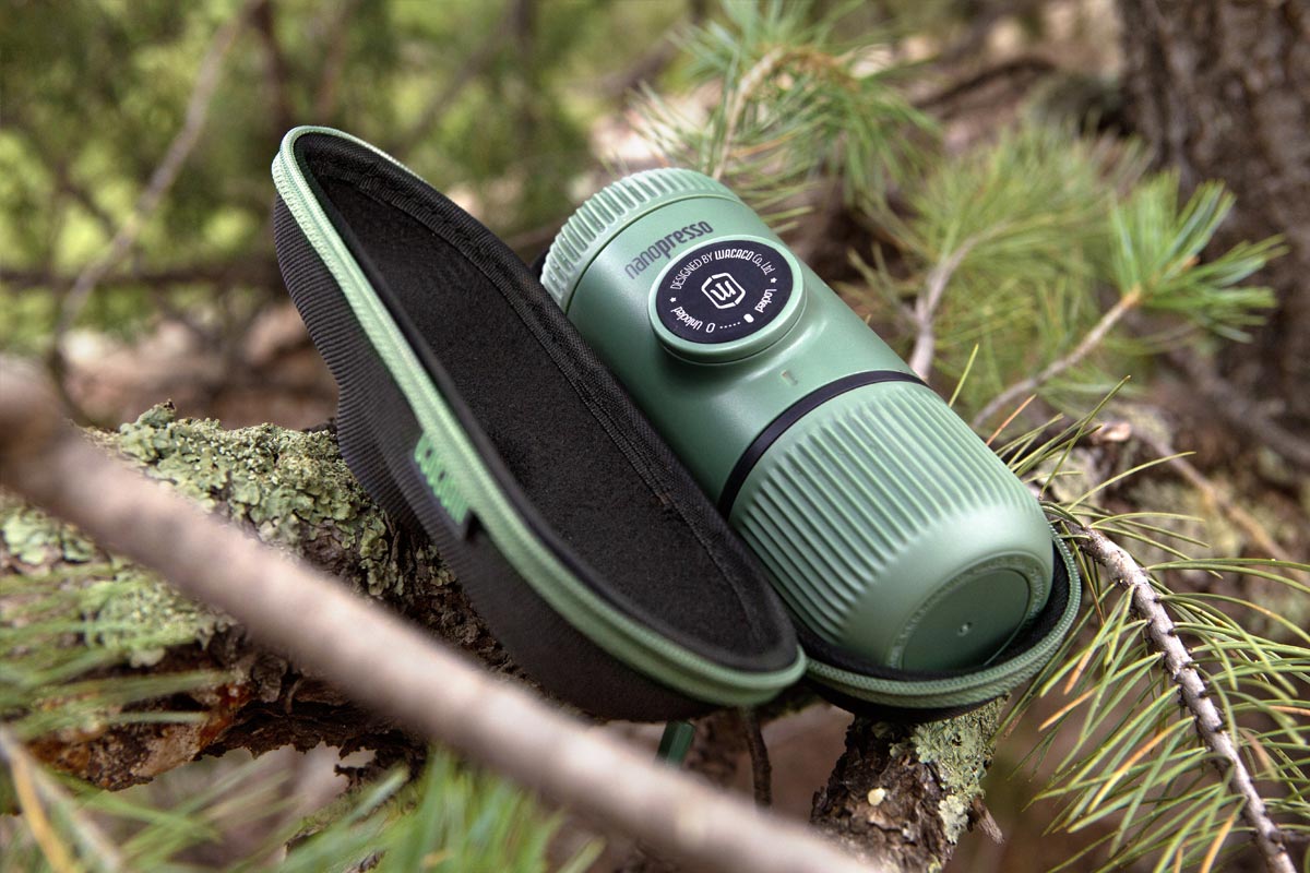 Wacaco, Wacaco Nanopresso Elements Portable Espresso Maker with Hard Case - Moss Green with Free Coffee, Redber Coffee