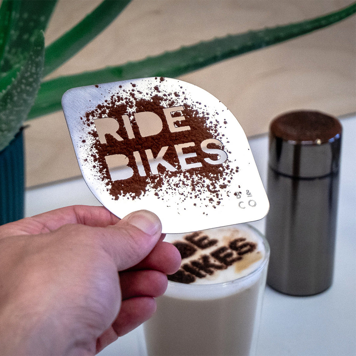 Barista & Co., Barista & Co. Cocoa Stencil - Ride Bikes, Redber Coffee