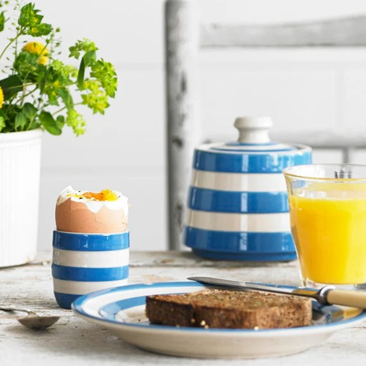 Cornishware, Cornishware Cornish Covered Sugar Bowl - Blue, Redber Coffee