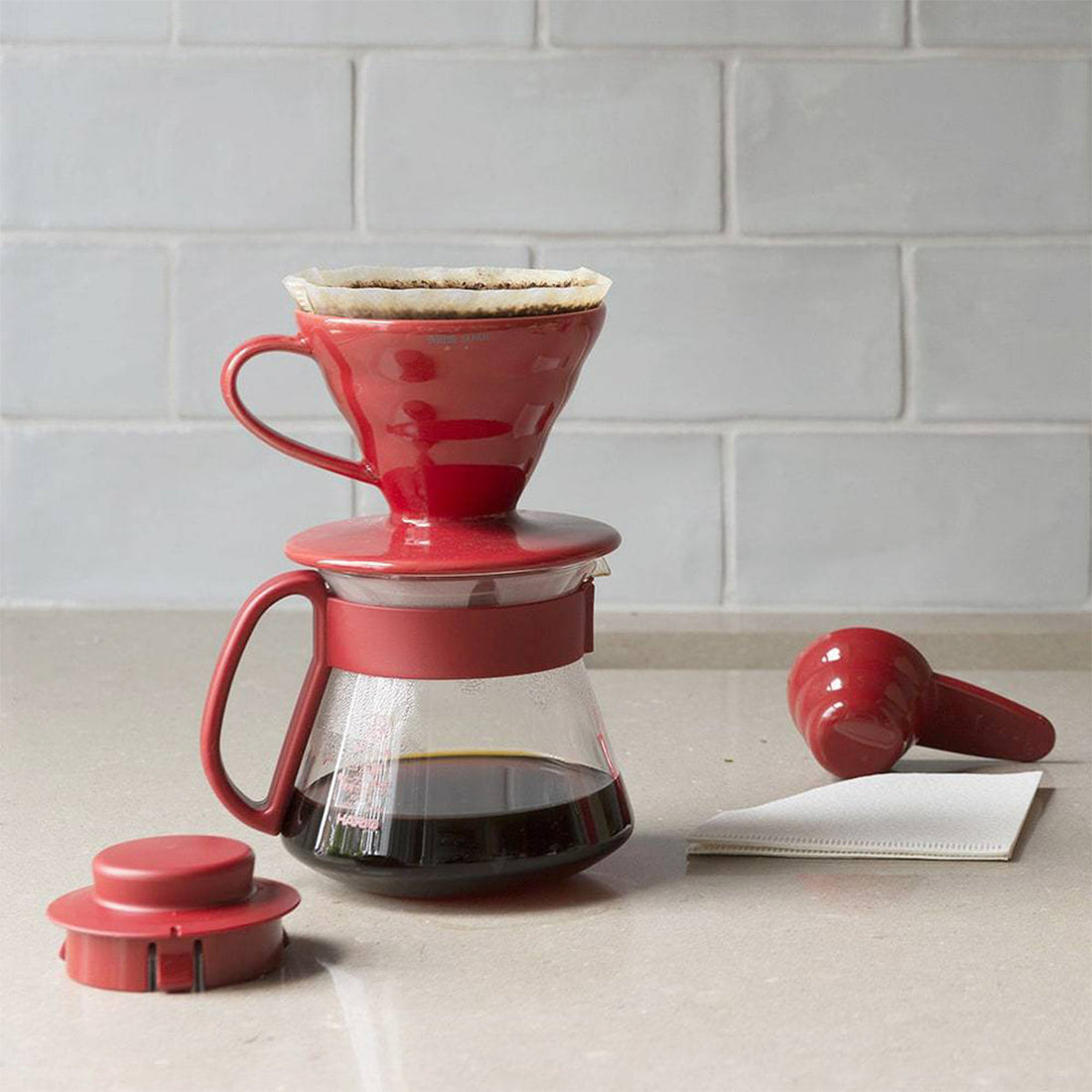 Redber, Hario V60 Ceramic Coffee Maker Kit Red Size 01 & Valentine&