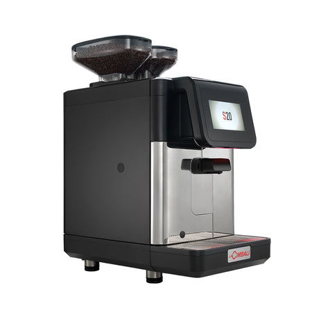Compact La Cimbali S20 bean-to-cup coffee machine, ideal for cafés, offices, and small restaurants. Features a 10.1-inch touchscreen, Smart Boiler for energy efficiency, and Turbo Milk for high-quality milk foam. Perfect for serving up to 150 cups per day with consistent, premium Italian espresso quality.