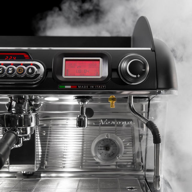 Sanremo Verona RS espresso machine, designed for cafΓ©s and restaurants, with precise temperature stability, energy-saving features, and independent boiler control for barista-quality coffee I Redber Coffee