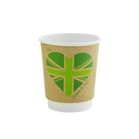 Vegware, Vegware Compostable Coffee Cups Double Wall 230ml / 8oz - Green Britain (Pack of 500), Redber Coffee