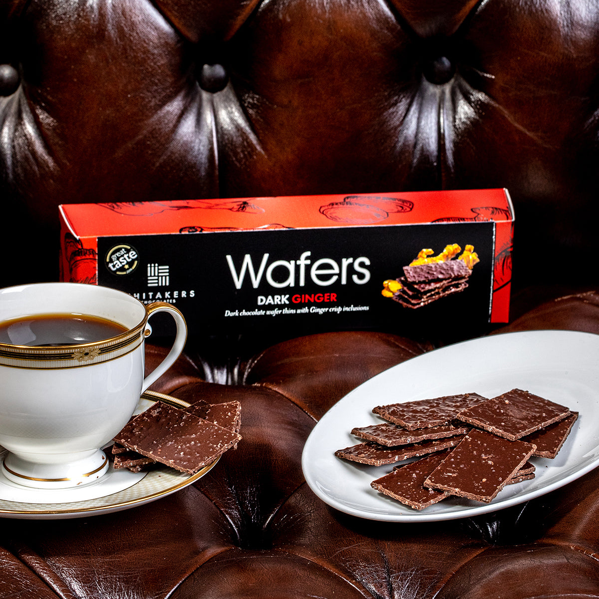 Whitakers, Whitakers Dark Chocolate Ginger Wafer Thins 175g, Redber Coffee