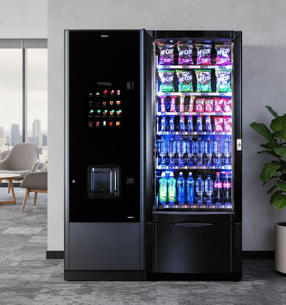 a modern and beautiful coffee and hot drinks machine with a big Touch Screen display 