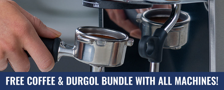 Espresso machines, FREE coffee and Durgol cleaning bundle with purchase of any machine!