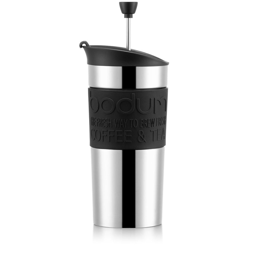 Bodum Stainless Steel Travel Mug Press 0.35L with Spare Lid - Black