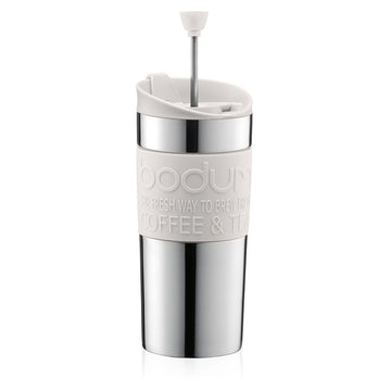 Bodum Stainless Steel Travel Mug Cafetiere Press Set 0.35L Off White