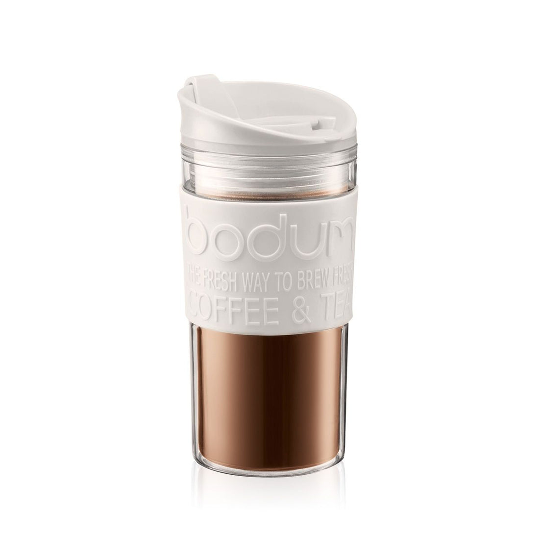 Bodum Travel Mug Press 0.35L with Spare Lid - White