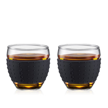 Bodum Pavina Set of 2 Glasses, 0.35L with Silicone Band - Black