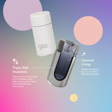 Frank Green 12oz/355ml Ceramic Reusable Cup with Push Button Lid - Chrome Silver / Midnight