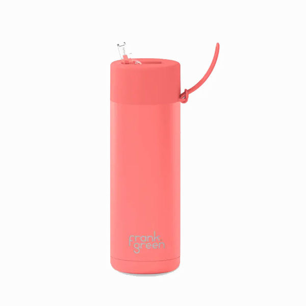Frank Green 20oz/595ml Ceramic Reusable Straw Bottle - Sweet Peach