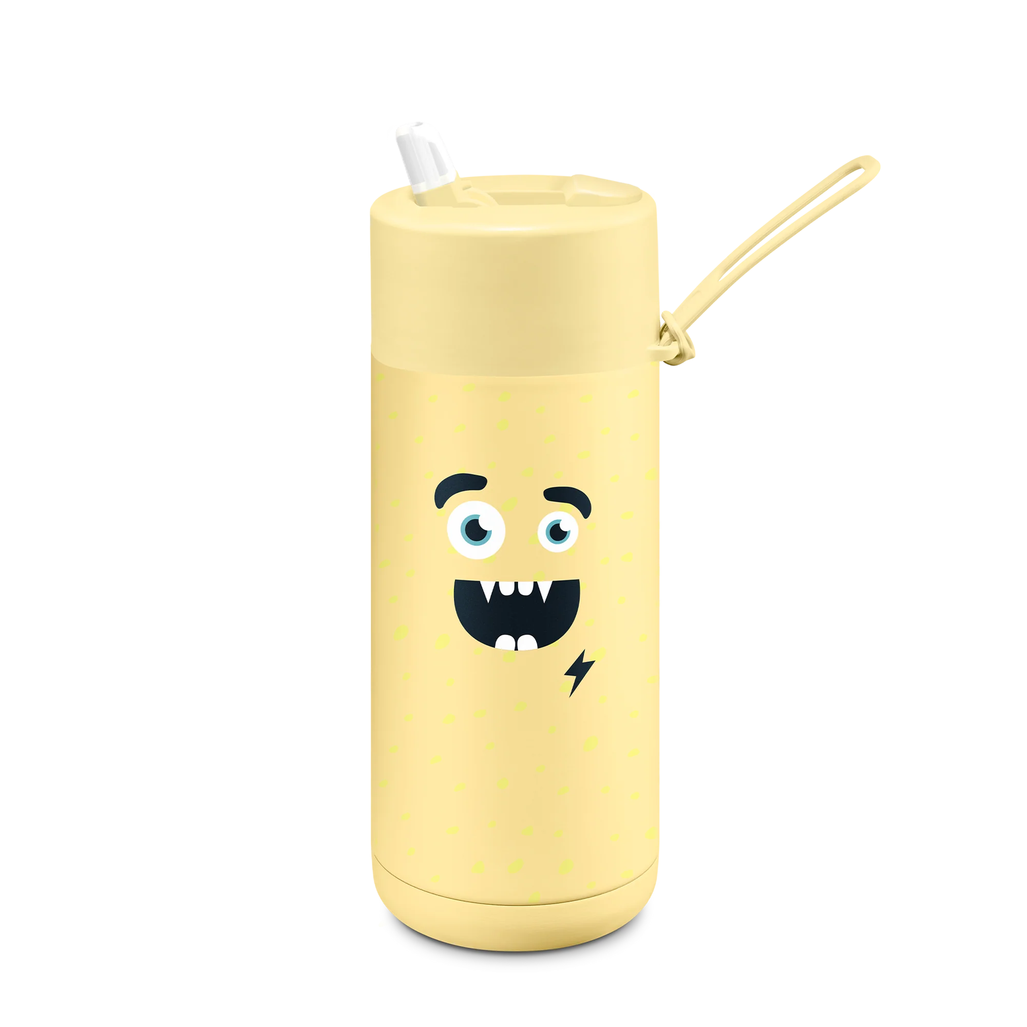 Frank Green Frankster Kids 16oz/475ml Ceramic Reusable Flip Straw Bottle - Buttermilk Splash