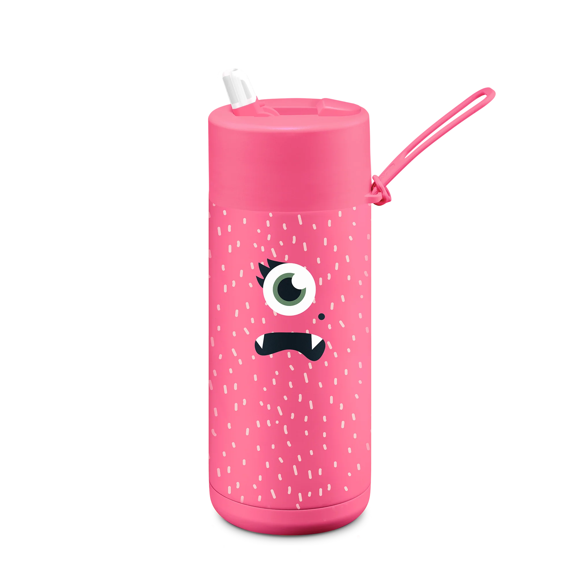 Frank Green Frankster Kids 16oz/475ml Ceramic Reusable Flip Straw Bottle -  Neon Pink Piper