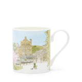 Sophie Allport Harrogate fine bone china mug showing the town buildings and spring blossom