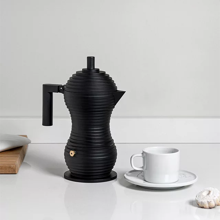Alessi Pulcina 3-cup Stovetop Coffee Maker - Black