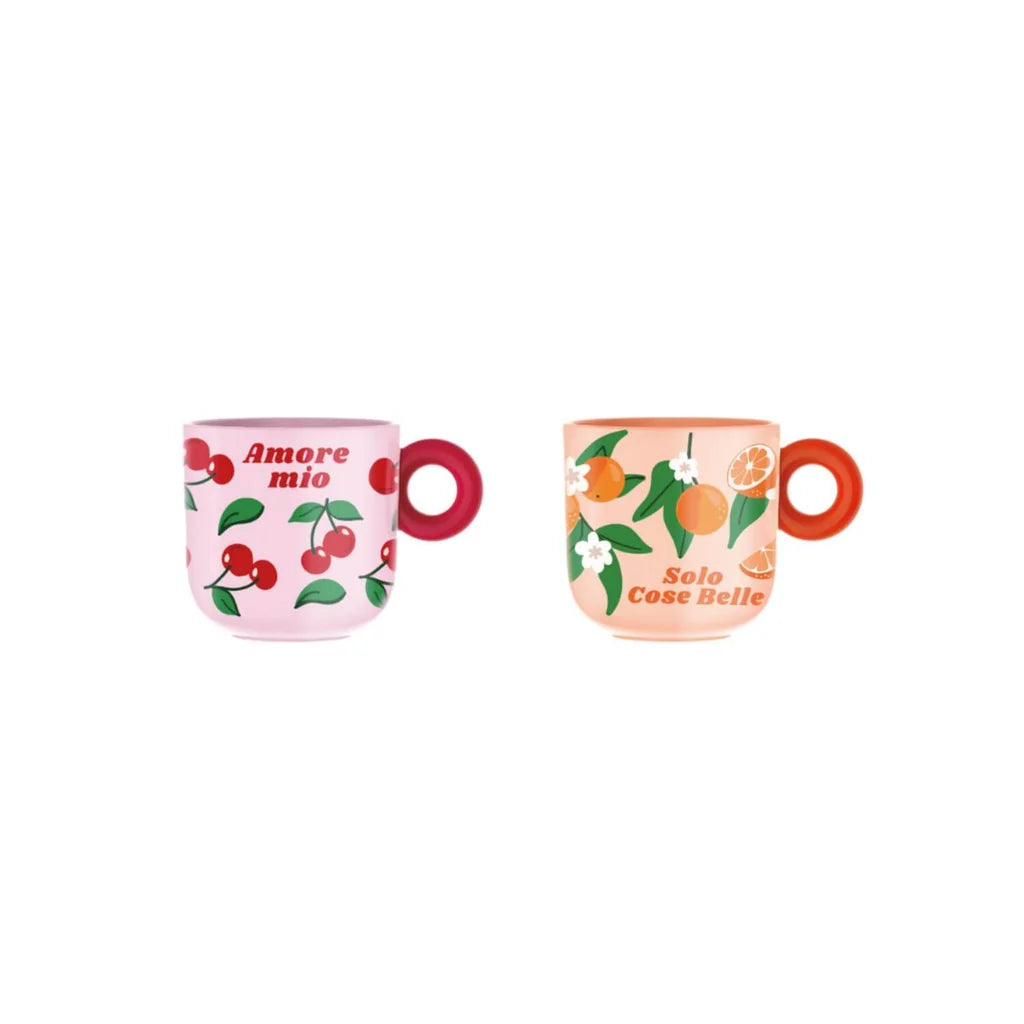 Bialetti Mercato Della Frutta Mugs (Set of 2) - Cherry & Orange