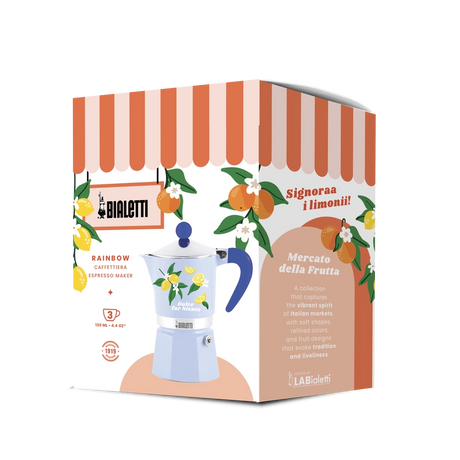 Bialetti Mercato Della Frutta Rainbow Lemons Stovetop 3 Cup - Blue