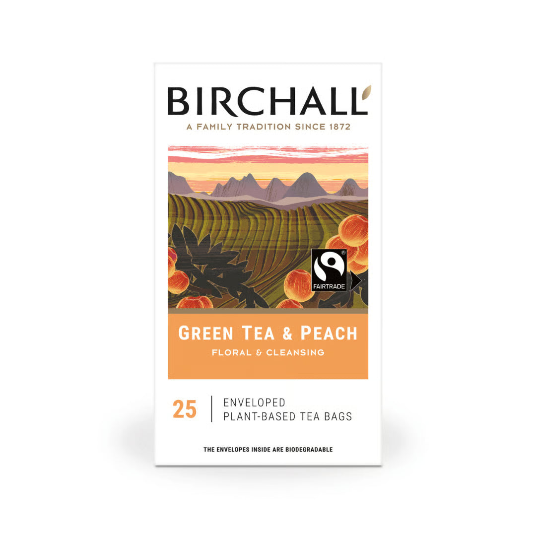 Birchall Enveloped Tea Bags 25pcs - Green Tea & Peach