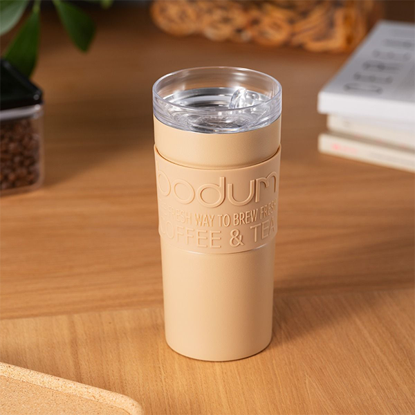 Bodum Stainless Steel Travel Mug 0.35L / 12oz. with Clear Lid - Iced Vanilla Latte