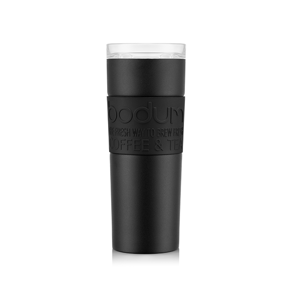 Bodum Stainless Steel Travel Mug 0.45L / 12oz. with Clear Lid - Black