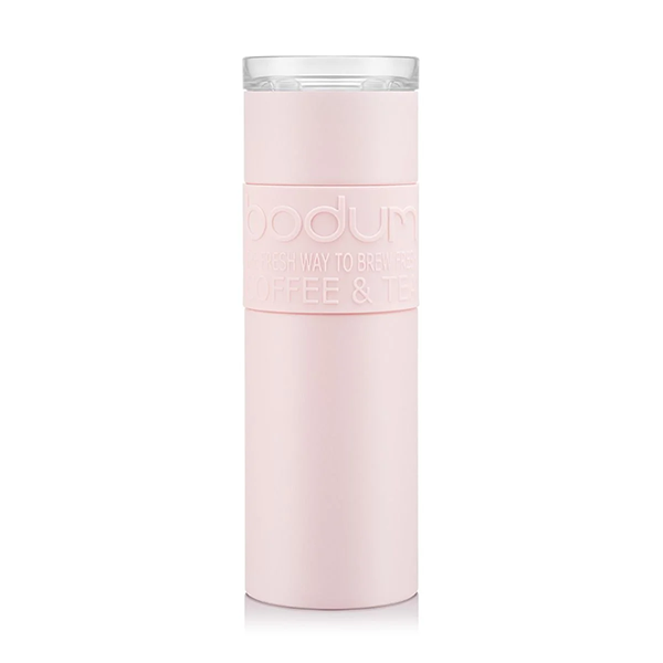Bodum Stainless Steel Travel Mug 0.6L / 20oz. with Clear Lid - Strawberry