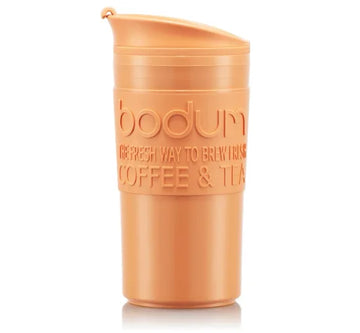 Bodum Travel Mug, Plastic, 0.35 , 12 oz - Orange Flame I Redber Coffee