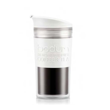 Bodum Travel Mug, Plastic, 0.35, 12 oz - Pure White