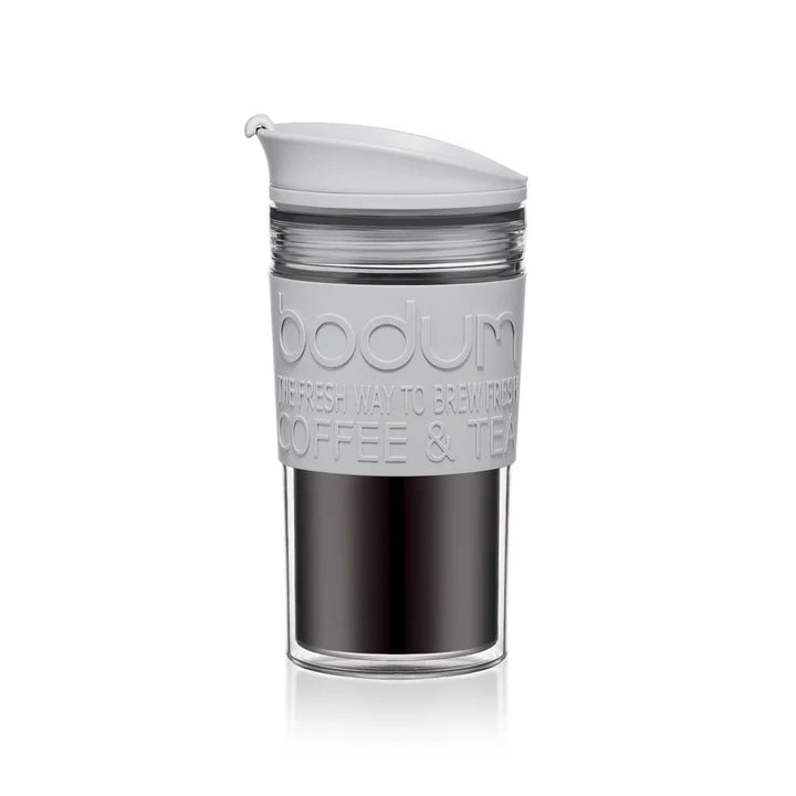 Bodum Travel Mug, Stainless Steel, 0.35 l, 12 oz - Grey I Redber Coffee