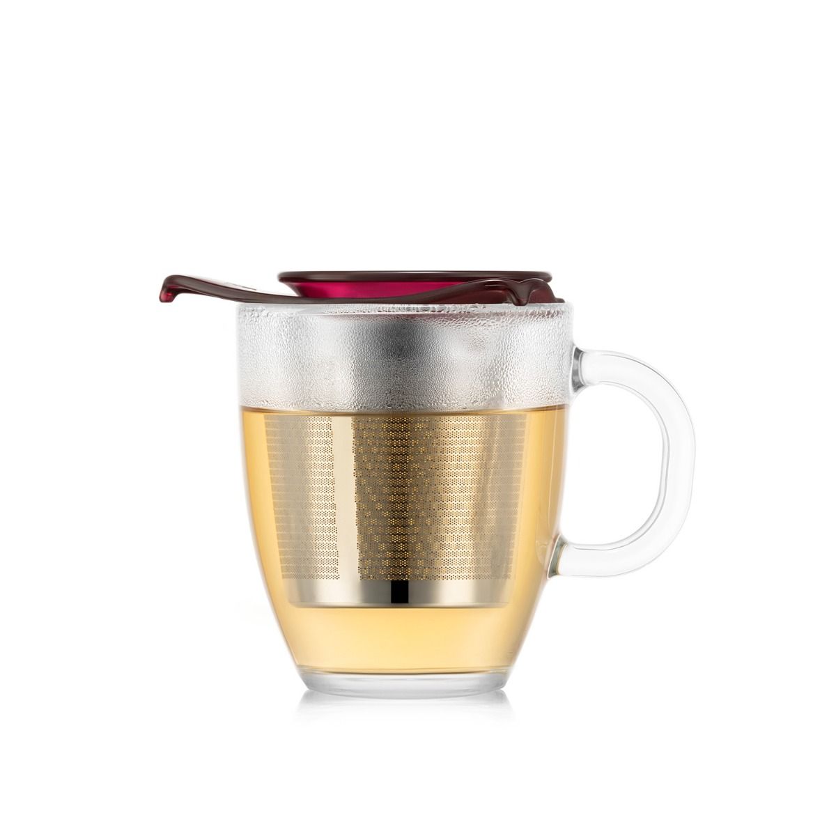 Bodum YO-YO Glass Mug with Tea Strainer 0.35 l, 12 oz - Cranberry
