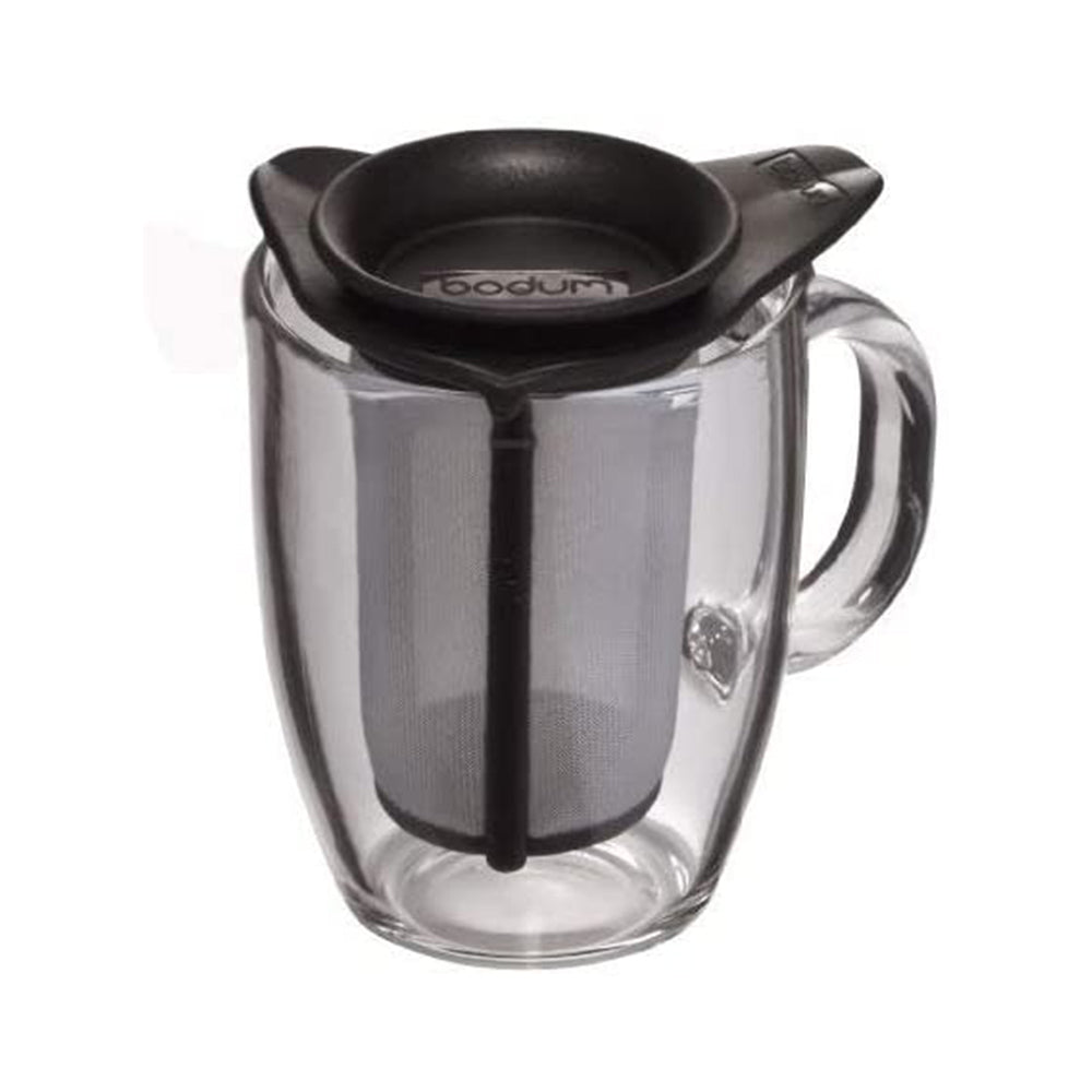 Bodum YO-YO Glass Mug with Tea Strainer 0.35 l, 12 oz - Black